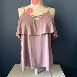 CAUTION TO THE WIND Purple Cross Front Tank SMALL